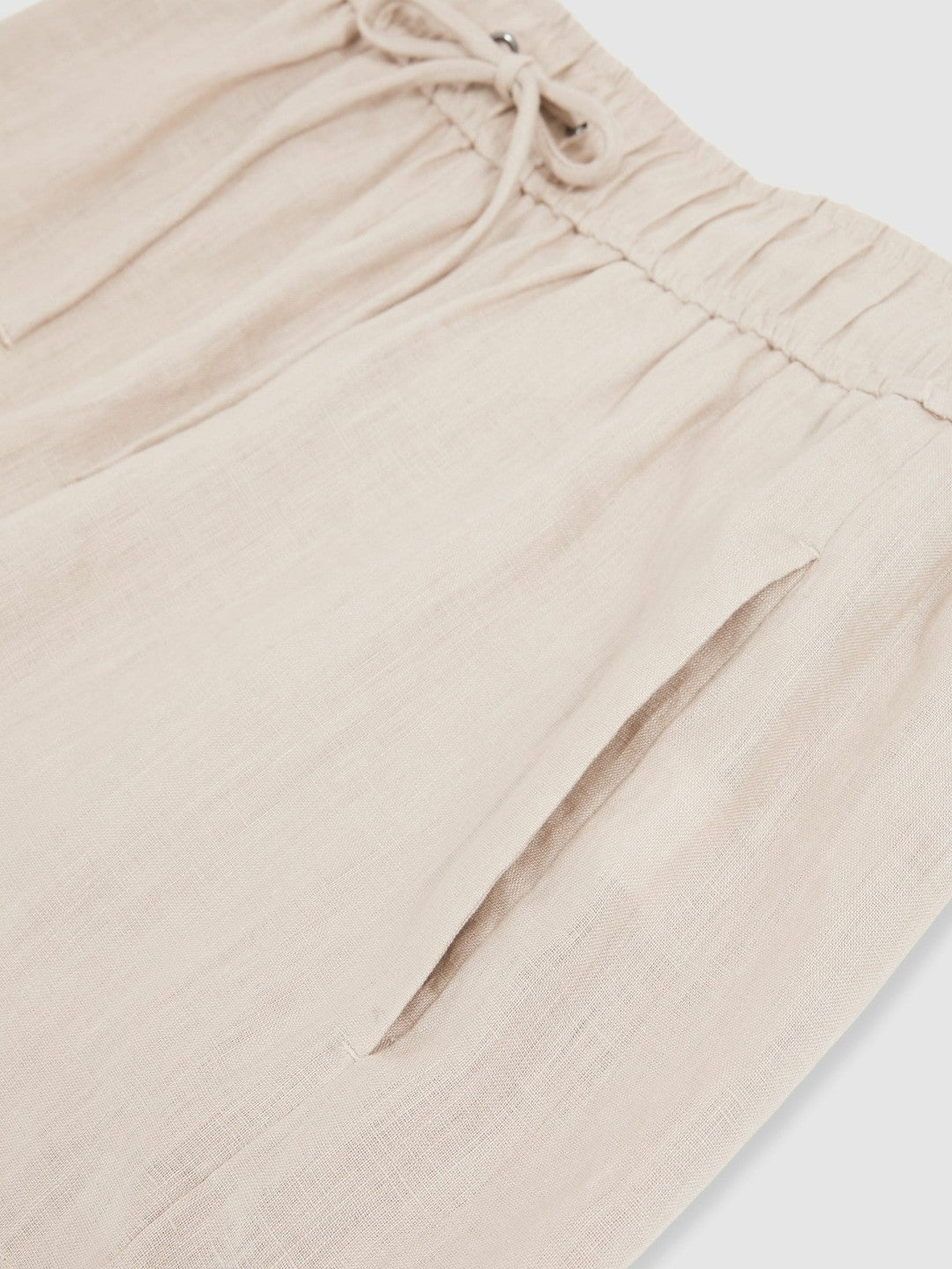 Linen-Blend Drawstring Shorts in Neutral Women | Reiss