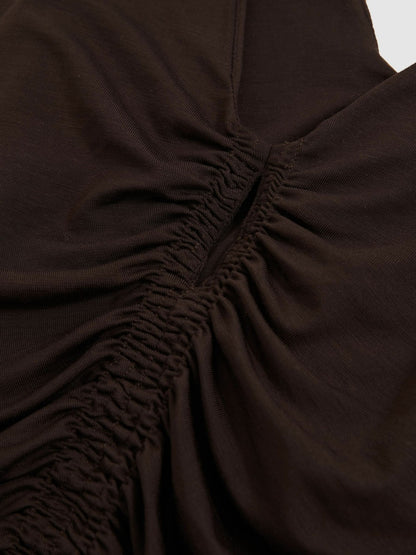 Stretch Lyocell Jersey Ruched Vest in Chocolate Brown Women | Reiss
