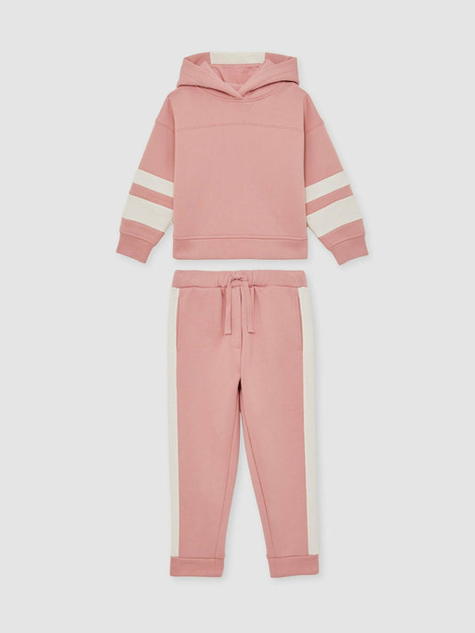 Cotton-Blend Joggers and Hoodie Set in Rose Children & Baby | Reiss