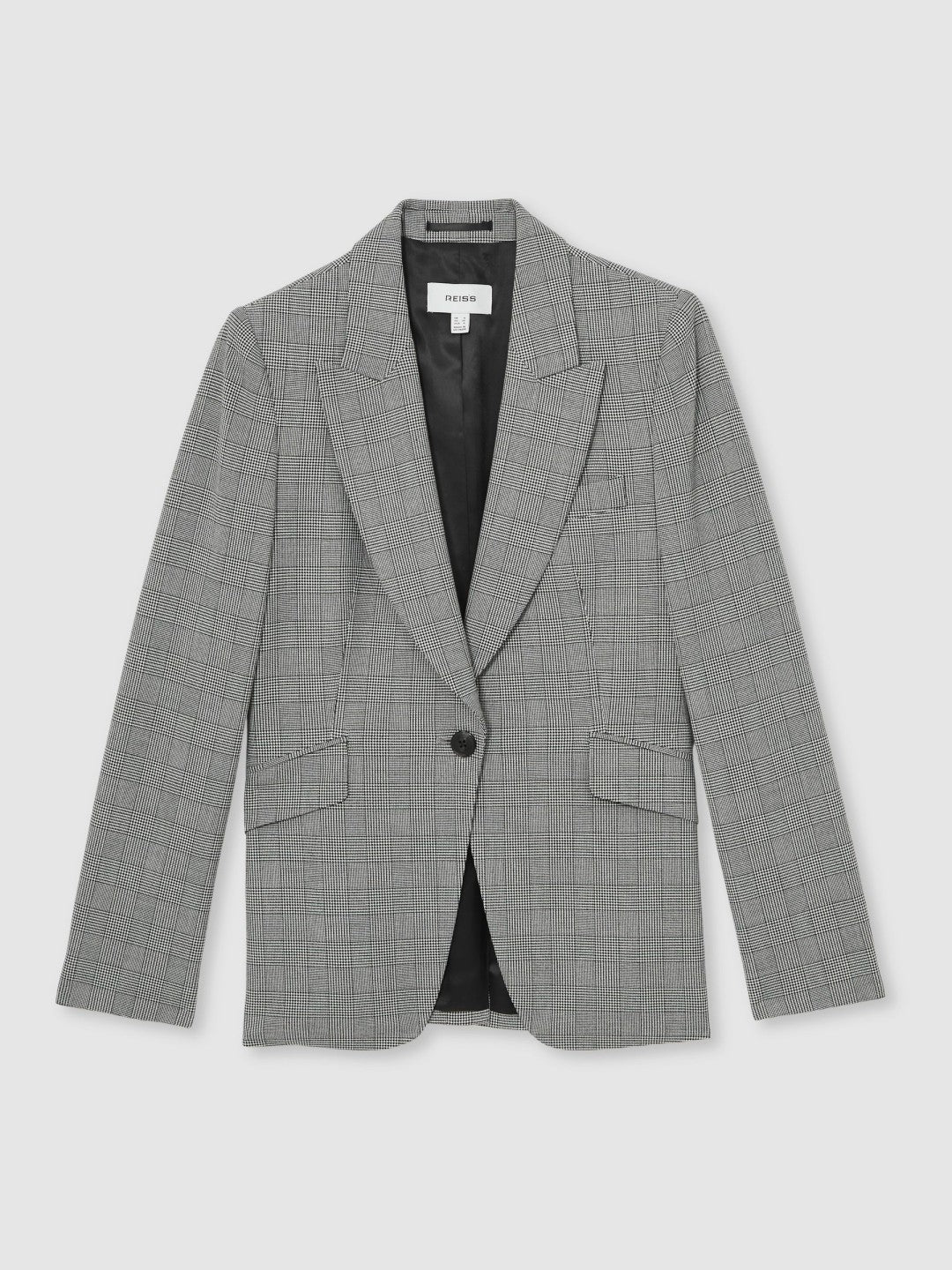 Single-Breasted Check Suit Blazer in Grey Women | Reiss