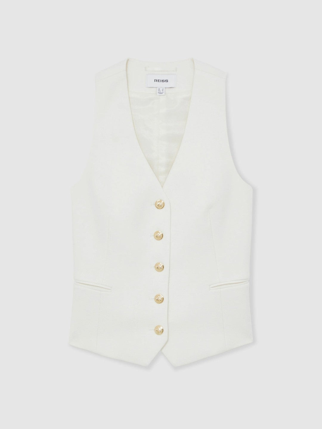 Single-Breasted Twill Waistcoat With Wool in White Women | Reiss