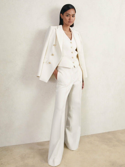 Single-Breasted Twill Waistcoat With Wool in White Women | Reiss