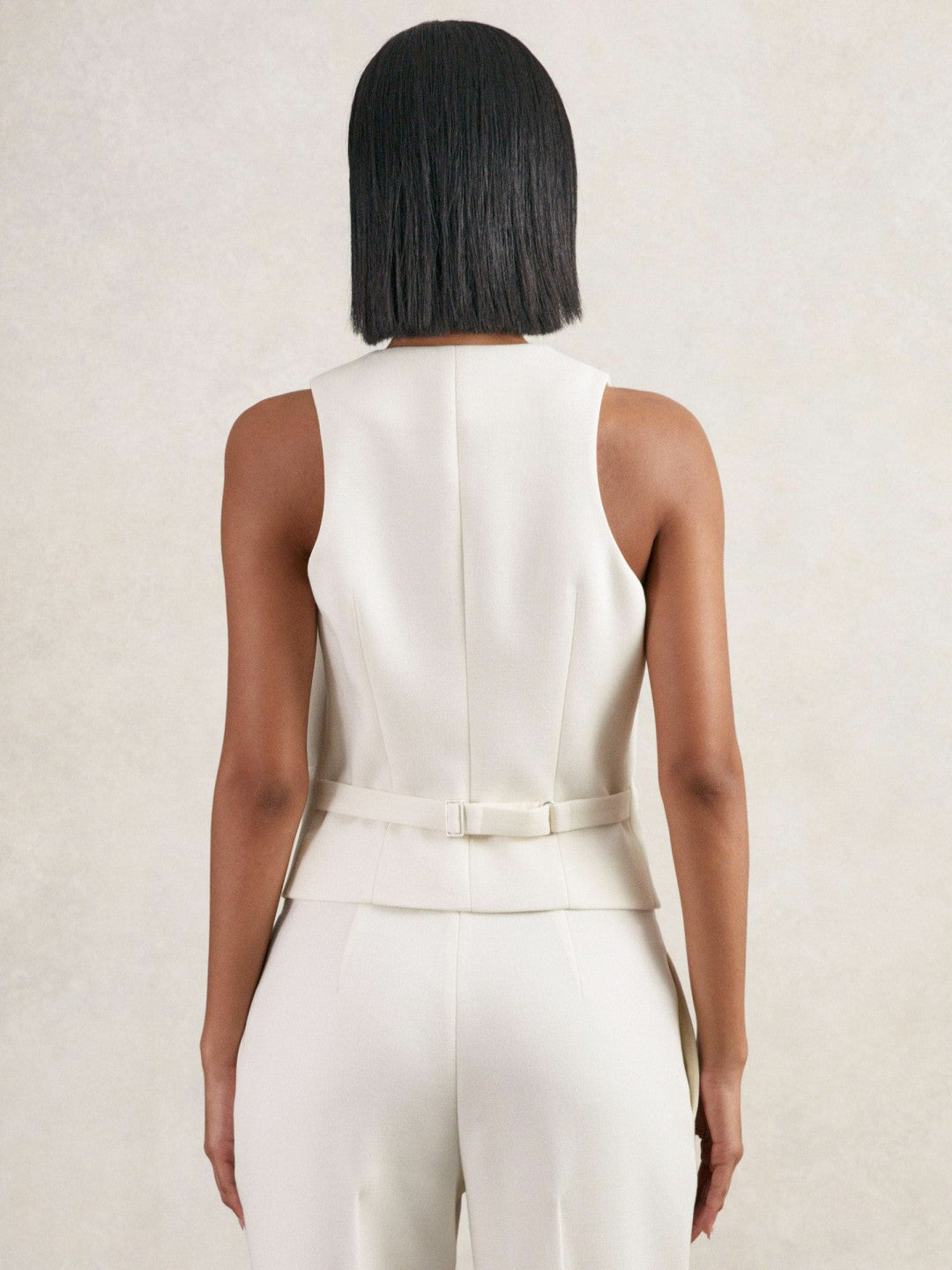Single-Breasted Twill Waistcoat With Wool in White Women | Reiss