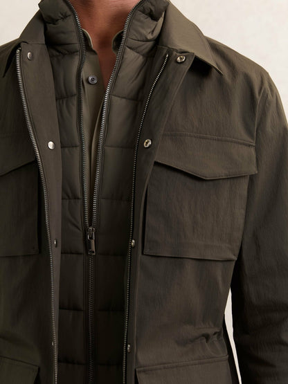 Removable-Gilet Safari Jacket in Green Men | Reiss