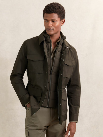 Removable-Gilet Safari Jacket in Green Men | Reiss