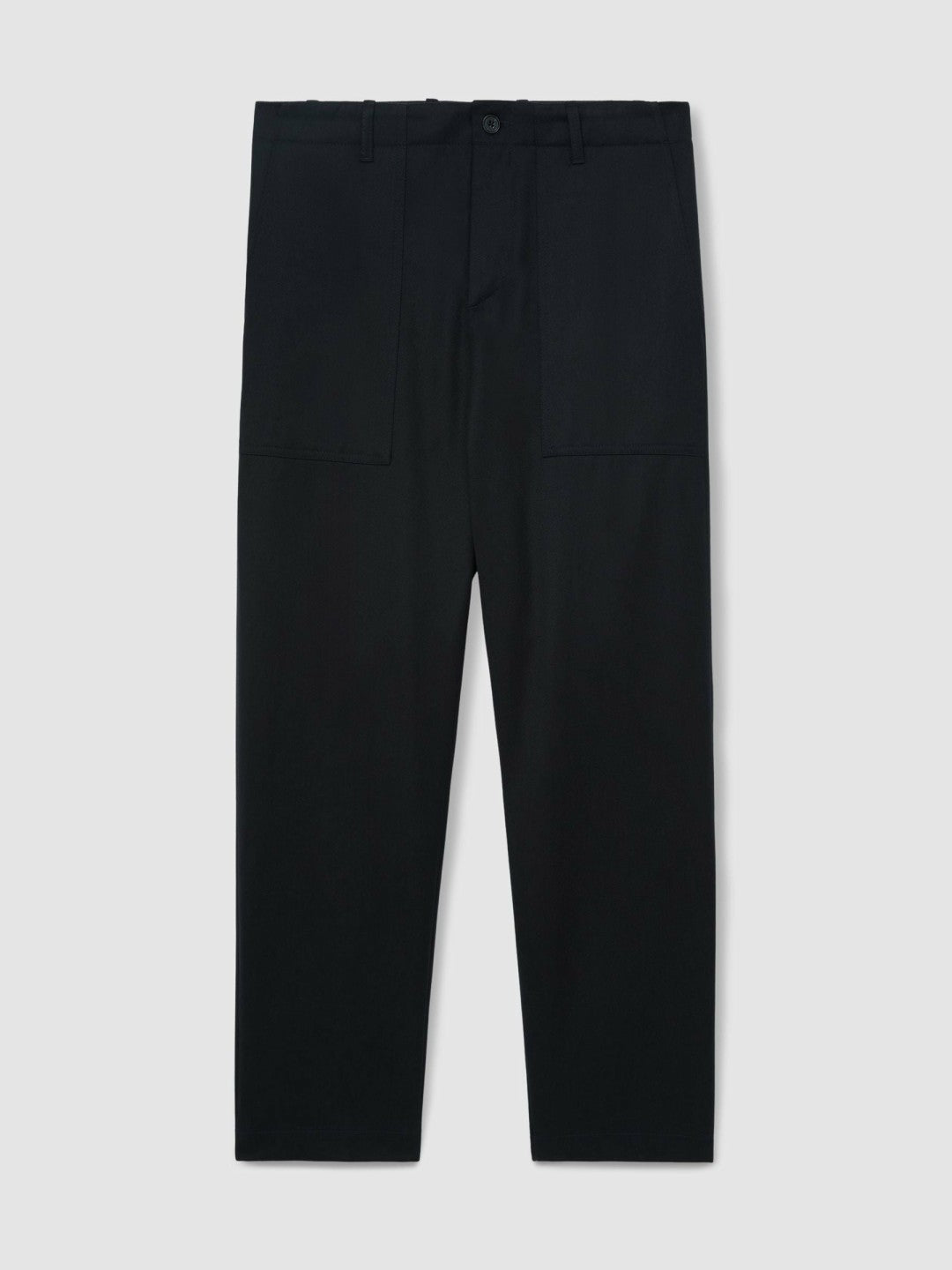 Lyocell Cotton Wide Utility Trousers in Navy Men | Reiss