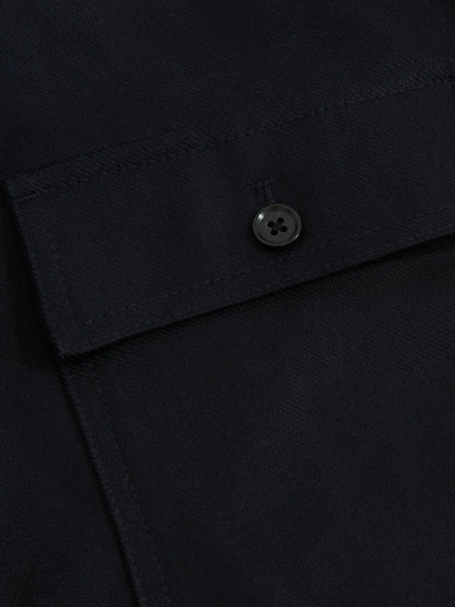 Lyocell Cotton Wide Utility Trousers in Navy Men | Reiss