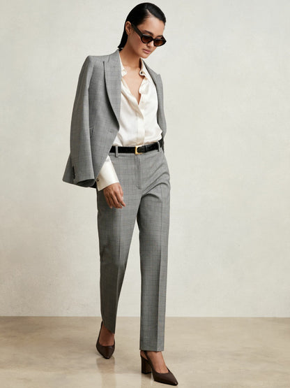 Petite Check Slim-Fit Suit Trousers in Grey Women | Reiss