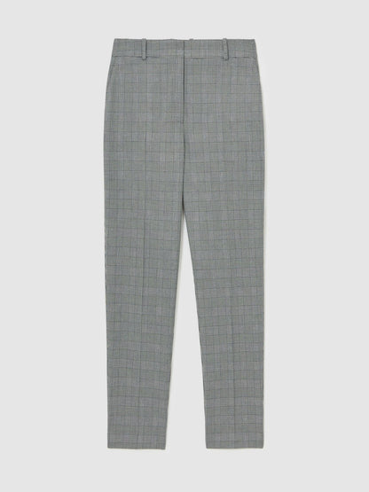 Petite Check Slim-Fit Suit Trousers in Grey Women | Reiss