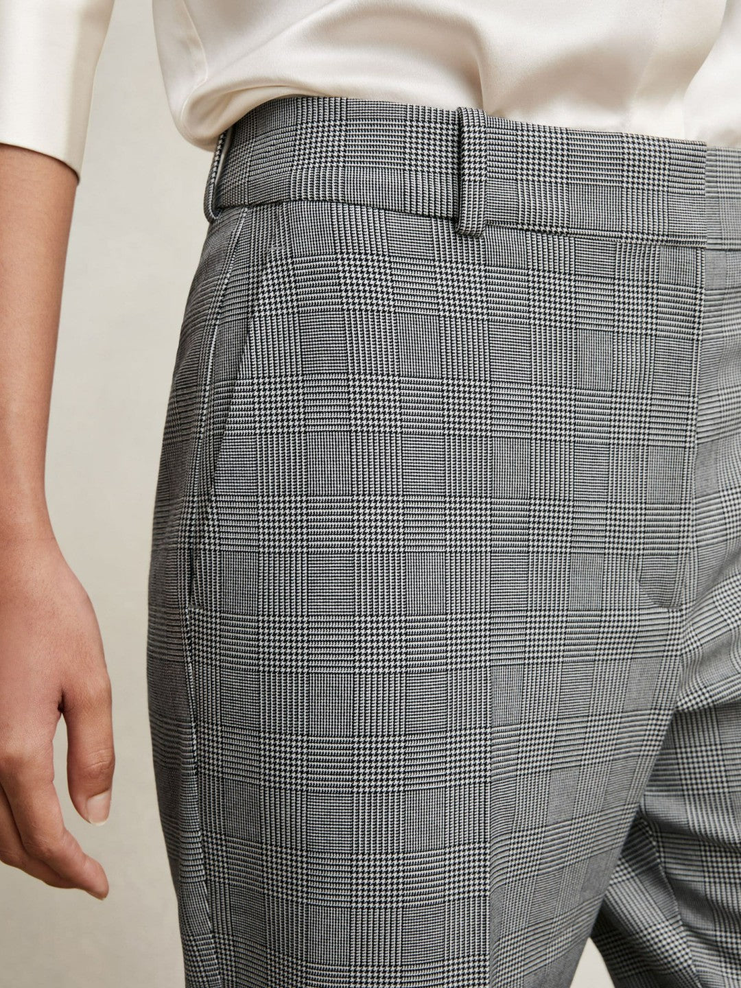 Petite Check Slim-Fit Suit Trousers in Grey Women | Reiss