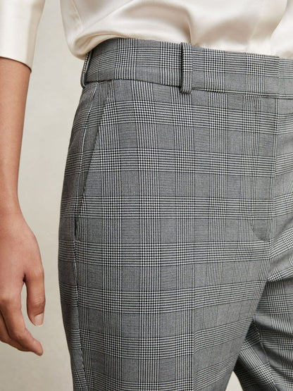 Petite Check Slim-Fit Suit Trousers in Grey Women | Reiss