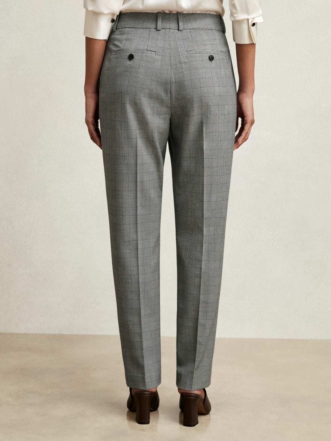 Petite Check Slim-Fit Suit Trousers in Grey Women | Reiss