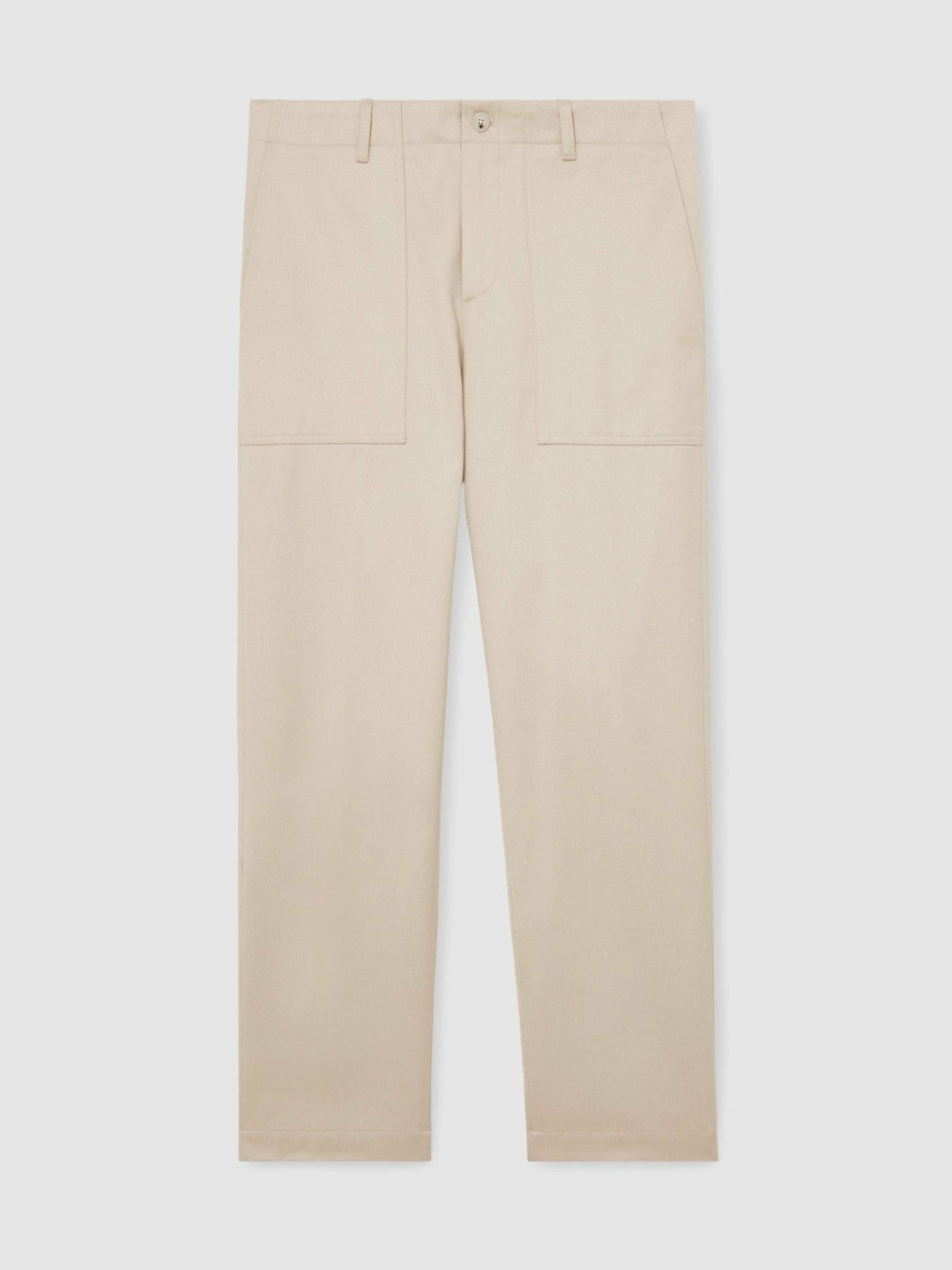 Lyocell Cotton Wide Utility Trousers in Ecru Men | Reiss