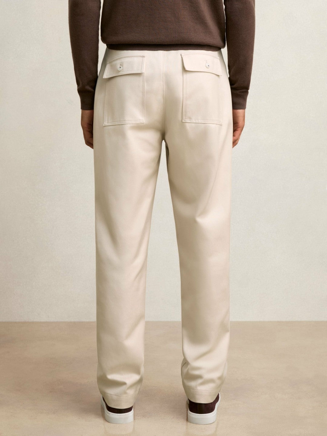 Lyocell Cotton Wide Utility Trousers in Ecru Men | Reiss