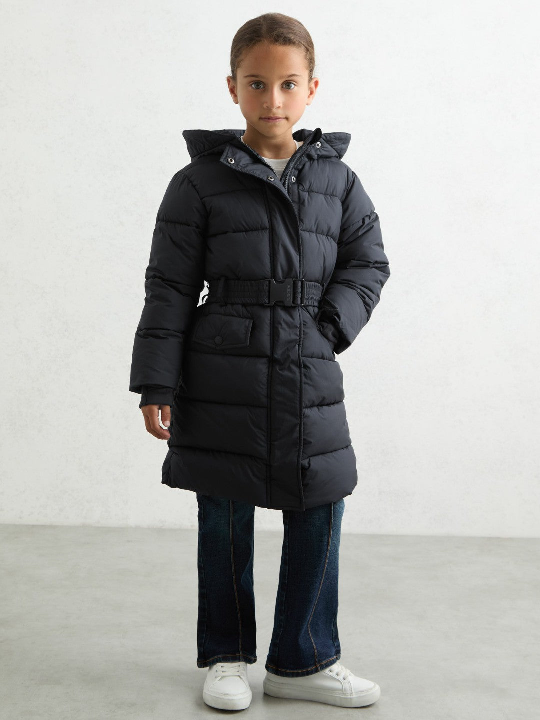 Longline Hooded Puffer Coat in Navy Children & Baby | Reiss
