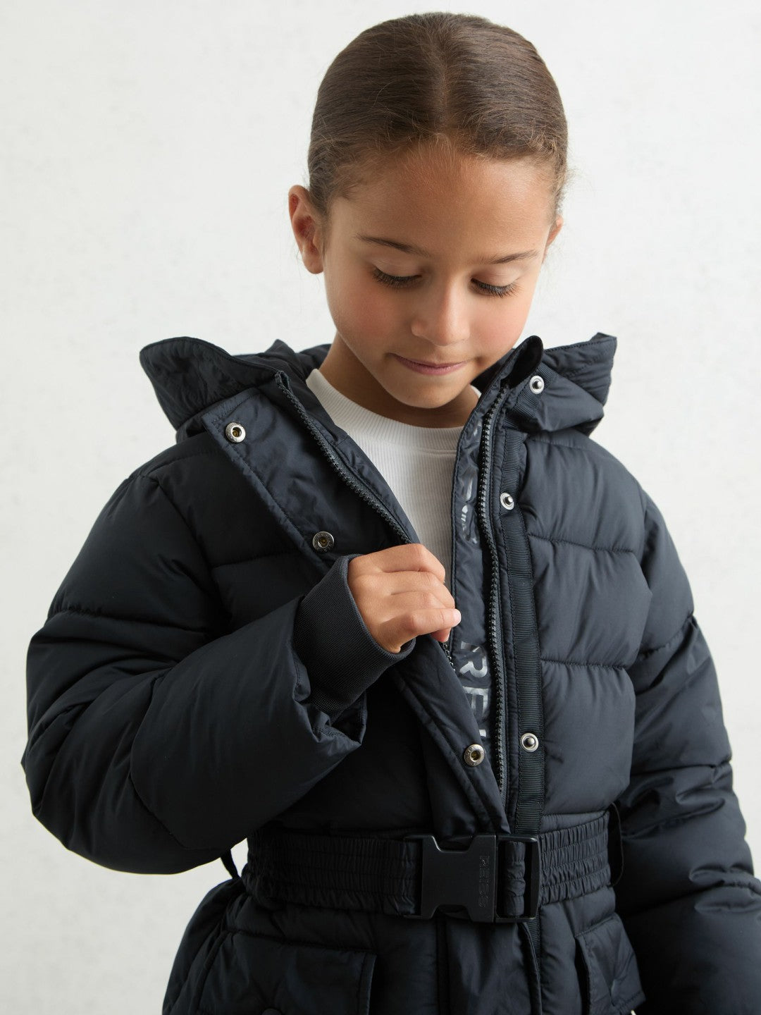 Longline Hooded Puffer Coat in Navy Children & Baby | Reiss