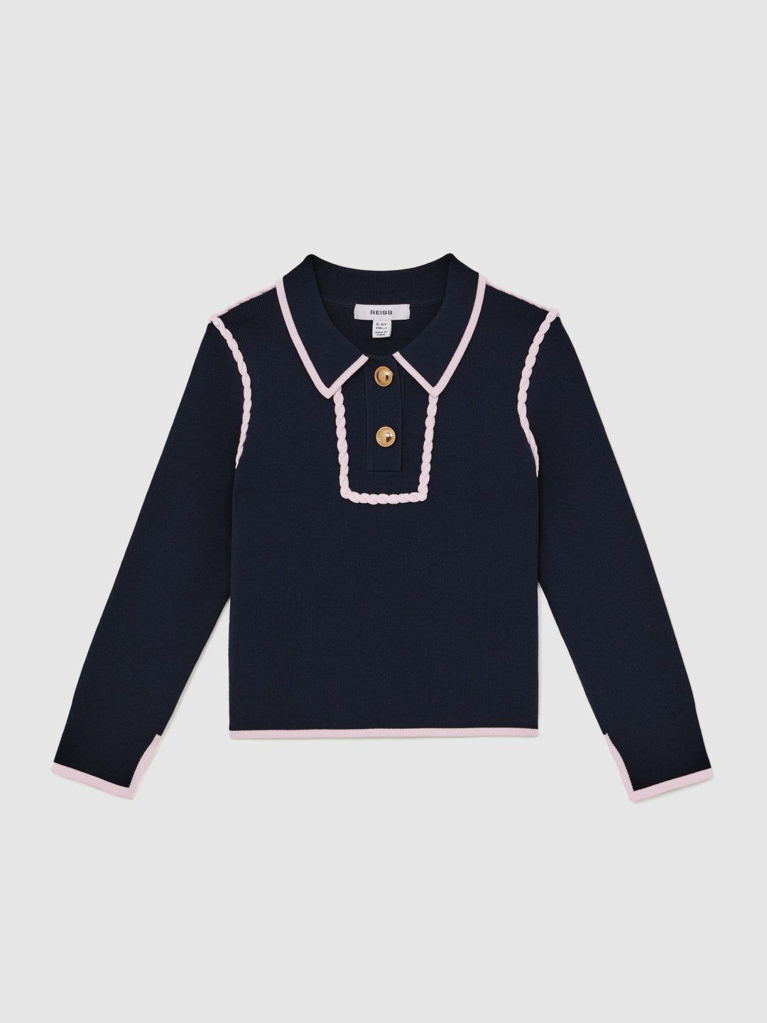 3-9 yrs Piped Knitted Collar Top in Navy Children & Baby | Reiss