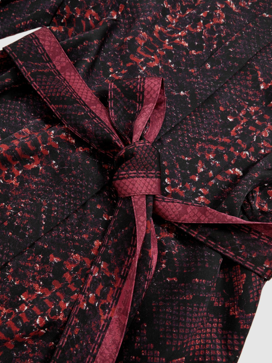 Snake-Print Belted Shirt Dress in Burgundy/Black Women | Reiss