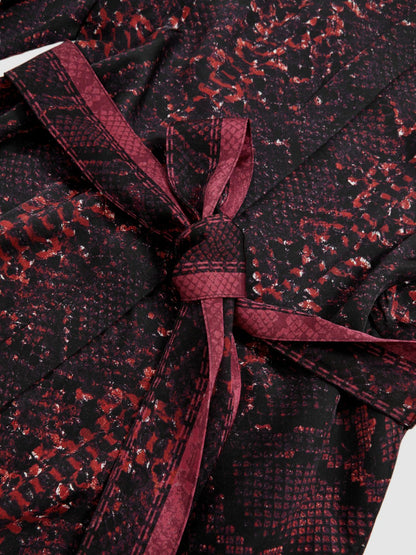 Snake-Print Belted Shirt Dress in Burgundy/Black Women | Reiss
