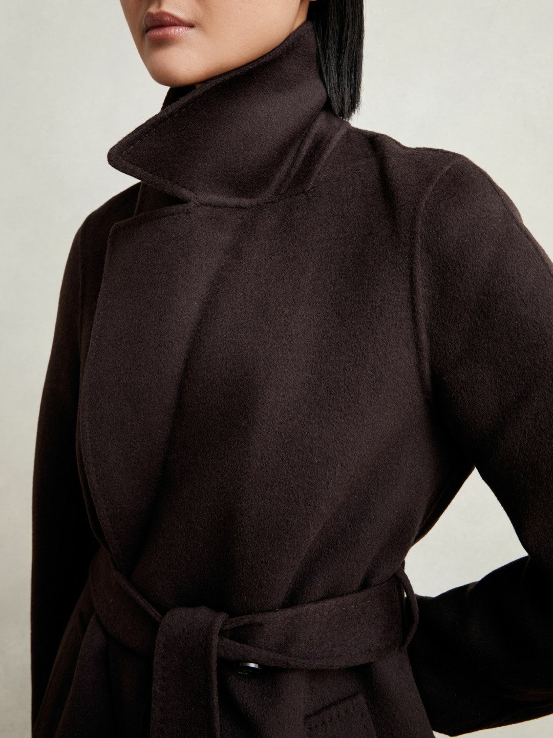 Double-Breasted Blindseam Coat Wool-Blend in Aubergine Women | Reiss