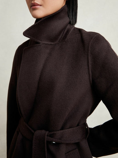 Double-Breasted Blindseam Coat Wool-Blend in Aubergine Women | Reiss