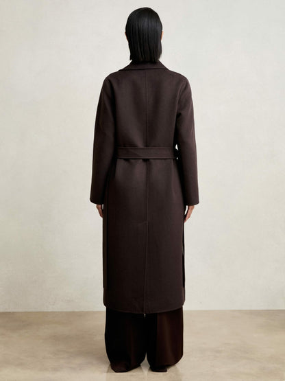 Double-Breasted Blindseam Coat Wool-Blend in Aubergine Women | Reiss