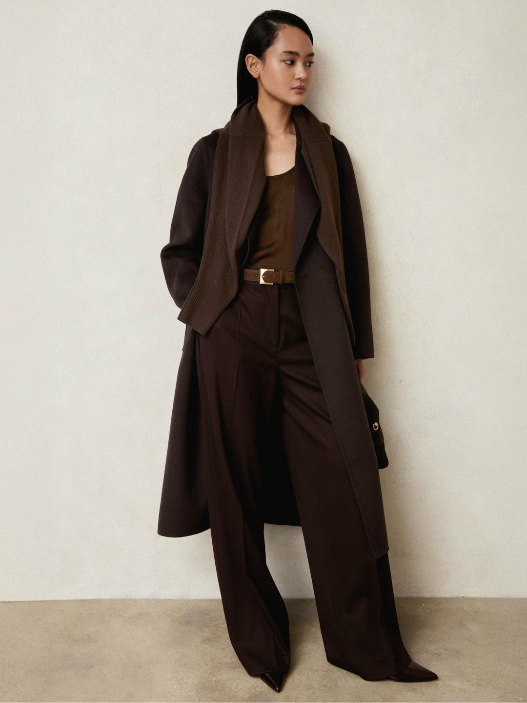 Double-Breasted Blindseam Coat Wool-Blend in Aubergine Women | Reiss