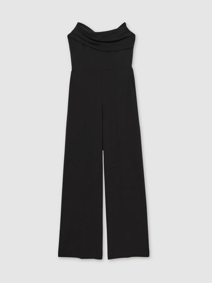 Structured Strapless Wide-Leg Jumpsuit in Black Women | Reiss