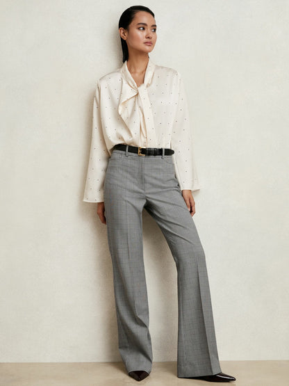 Check Flared Suit Trousers in Grey Women | Reiss