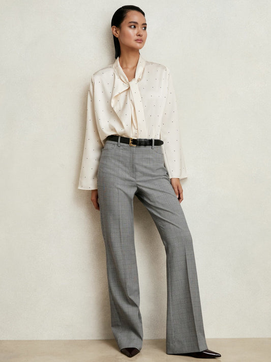 Check Flared Suit Trousers in Grey Women | Reiss