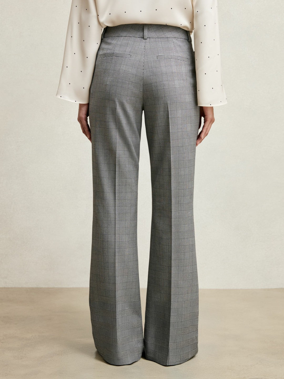 Check Flared Suit Trousers in Grey Women | Reiss