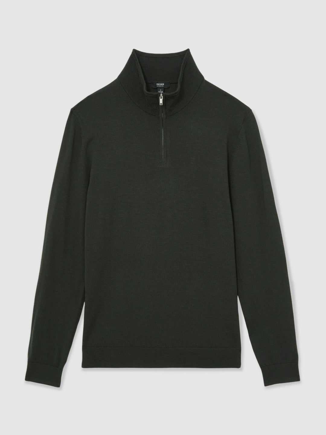 Merino Wool Half-Zip Jumper in Dark Military Green Men | Reiss