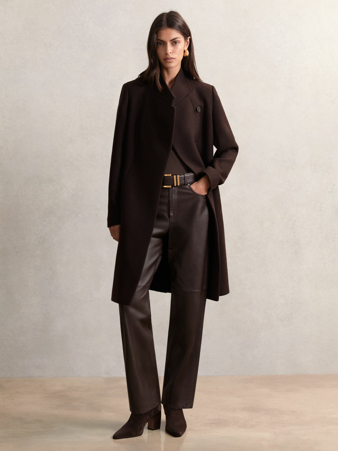 Petite Coat in Chocolate Brown Women | Reiss