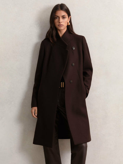 Petite Coat in Chocolate Brown Women | Reiss