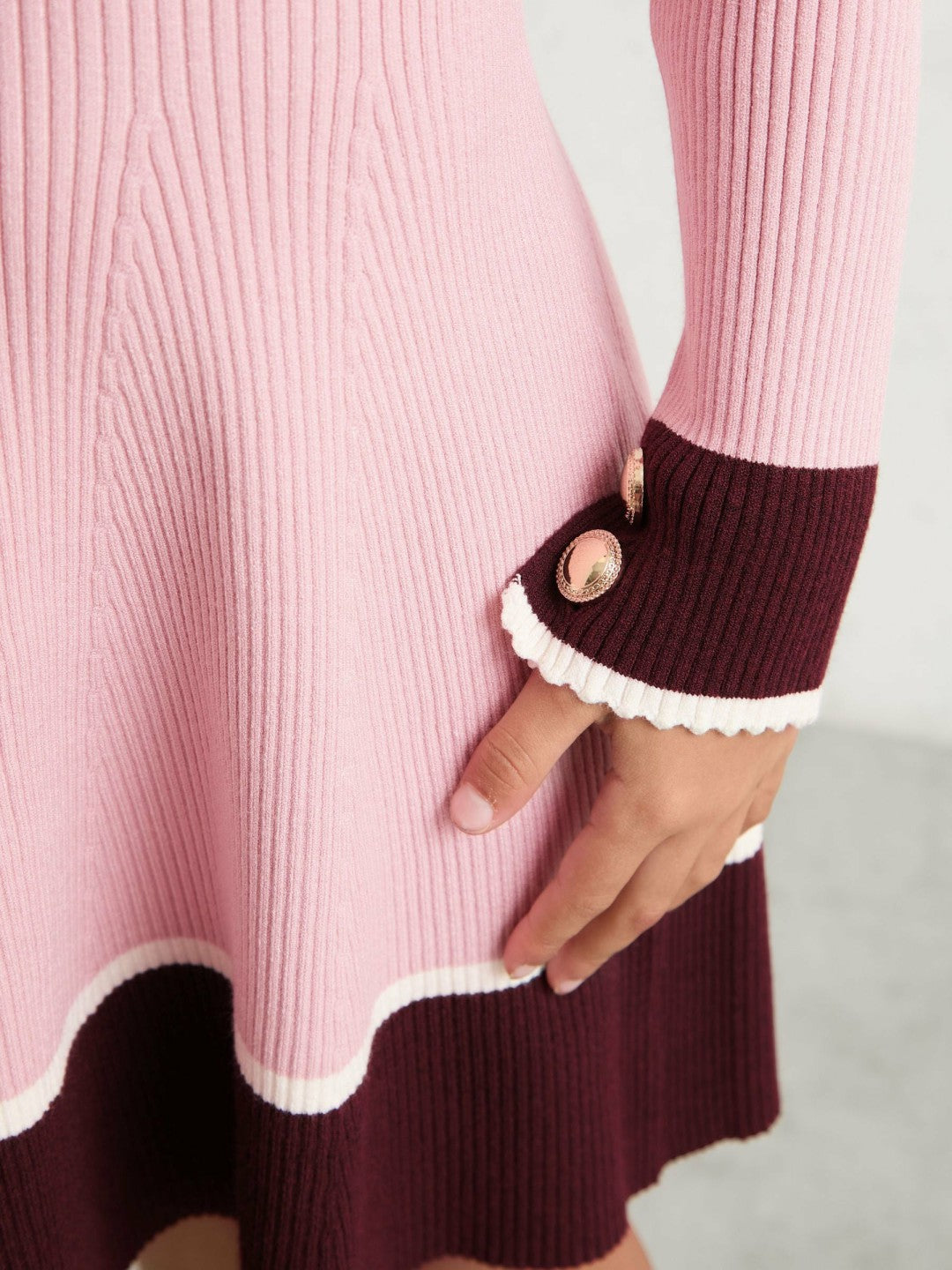 9-13 yrs Scallop-Trim Rib-Knit Dress in Pink Children & Baby | Reiss