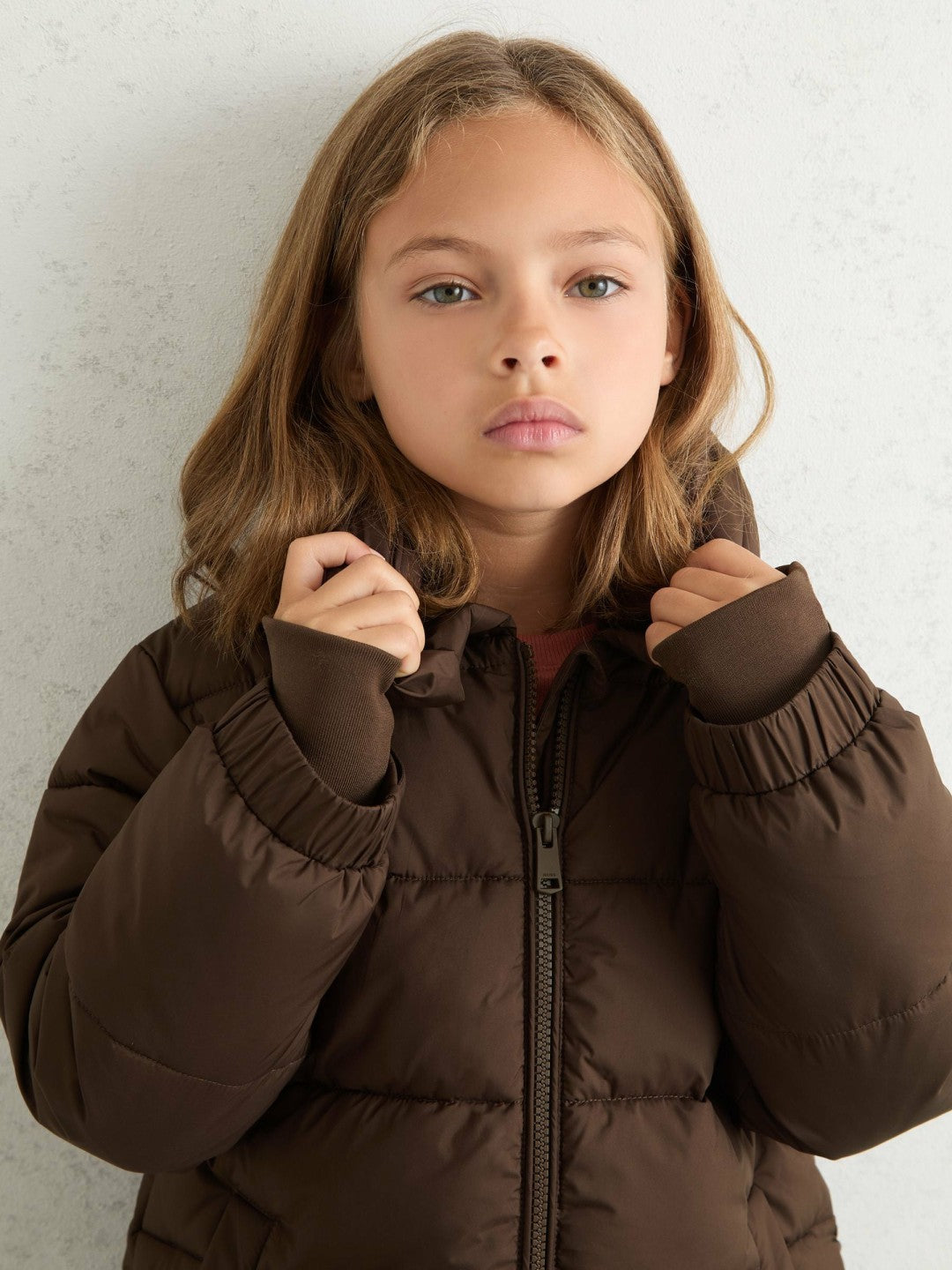 3-9 yrs Short Hooded Puffer Coat in Chocolate Children & Baby | Reiss