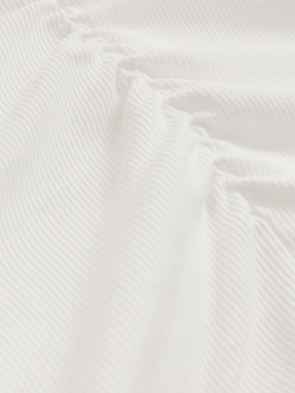 Cotton Long-Sleeve Ruched T-Shirt with Stretch in White Women | Reiss