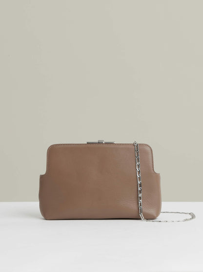 Leather Frame Clutch Bag in Neutral Women | Reiss