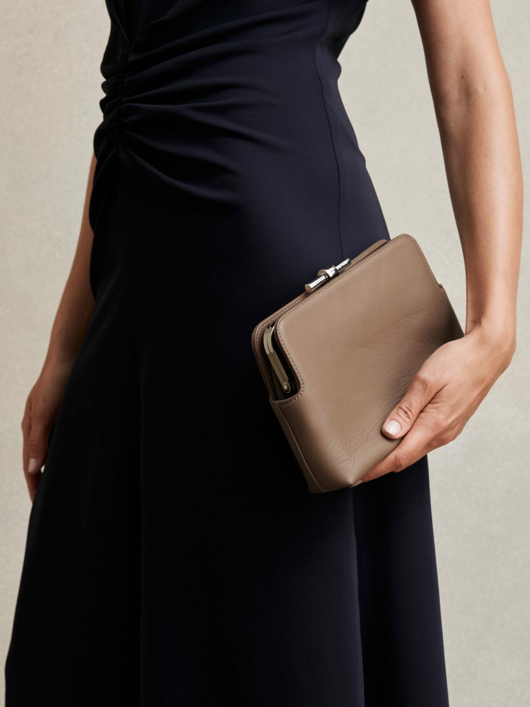 Leather Frame Clutch Bag in Neutral Women | Reiss