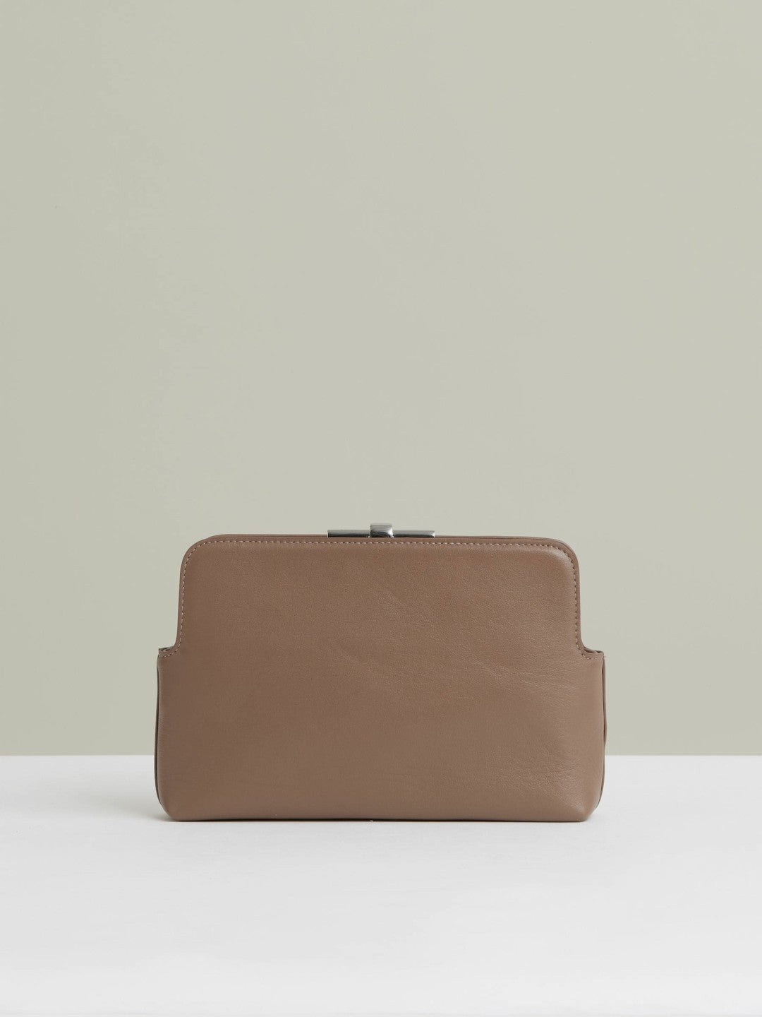 Leather Frame Clutch Bag in Neutral Women | Reiss