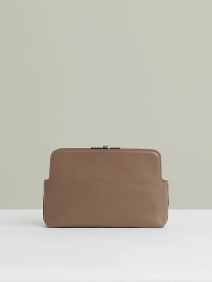 Leather Frame Clutch Bag in Neutral Women | Reiss