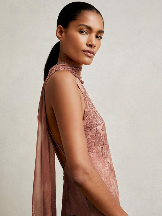 Petite Chiffon Floral Cape Maxi Dress in Pale Pink Women | Reiss