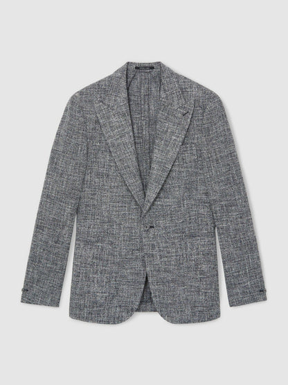 Single-Breasted Textured Mélange Blazer Slim-Fit in Navy Melange Men | Reiss