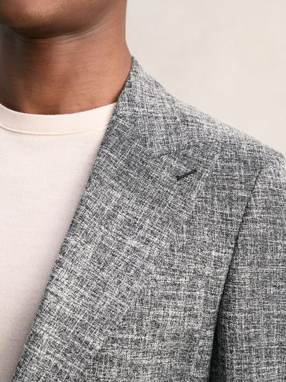 Single-Breasted Textured Mélange Blazer Slim-Fit in Navy Melange Men | Reiss