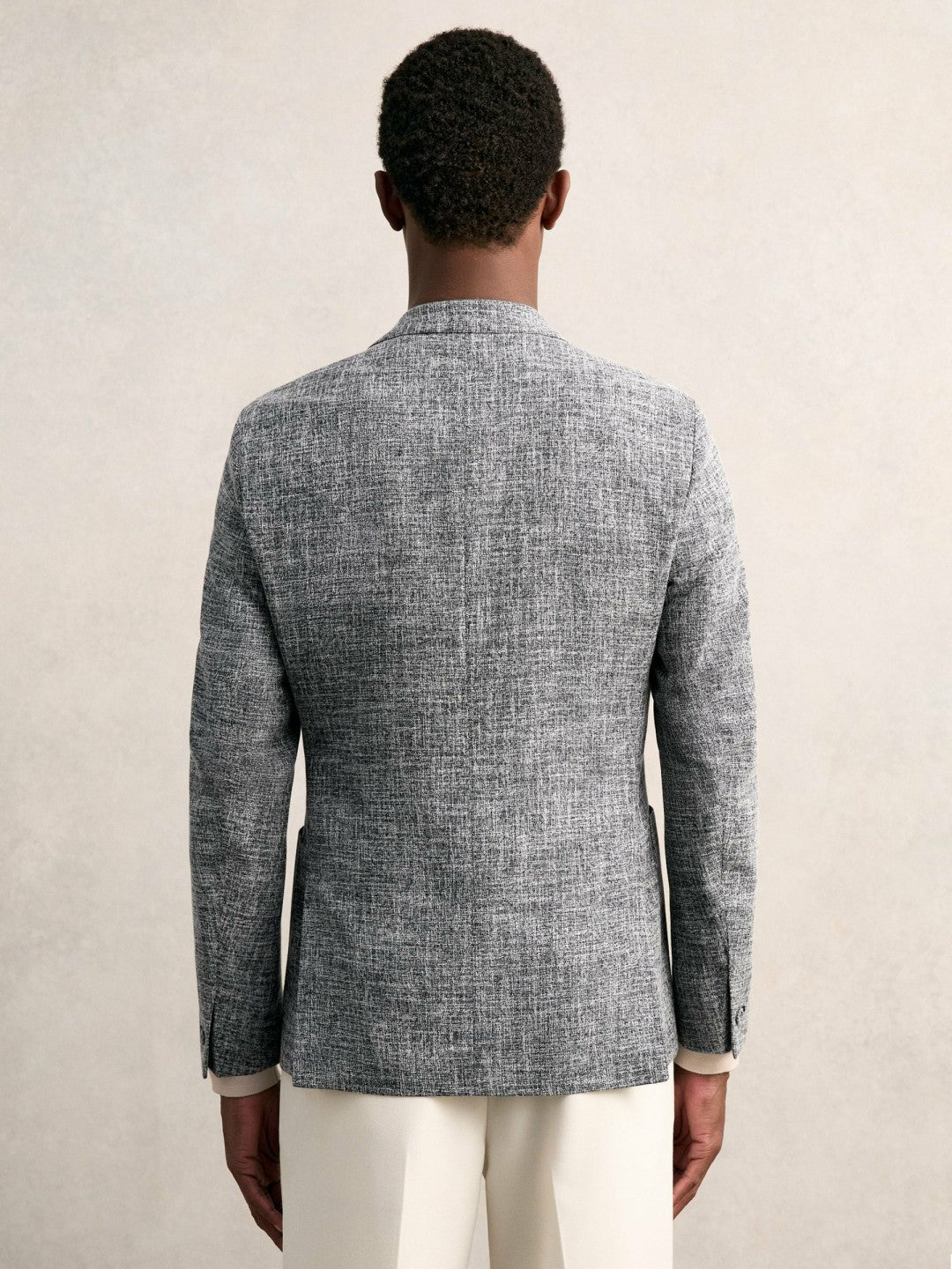 Single-Breasted Textured Mélange Blazer Slim-Fit in Navy Melange Men | Reiss