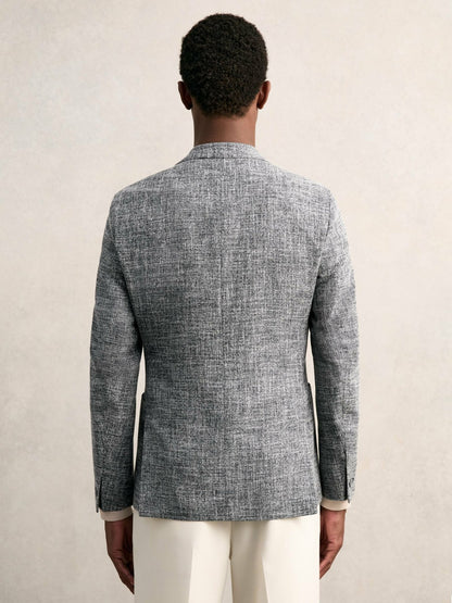 Single-Breasted Textured Mélange Blazer Slim-Fit in Navy Melange Men | Reiss