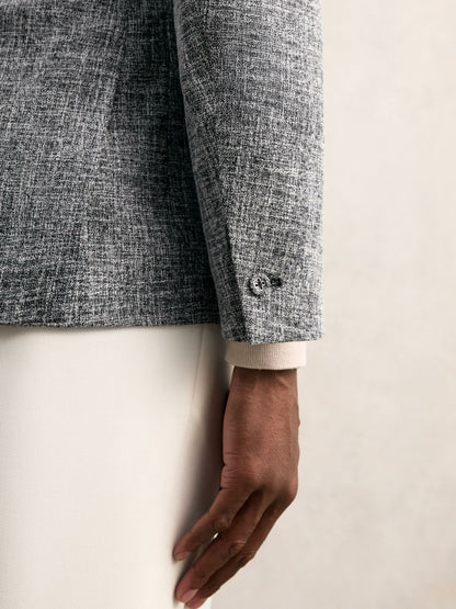 Single-Breasted Textured Mélange Blazer Slim-Fit in Navy Melange Men | Reiss