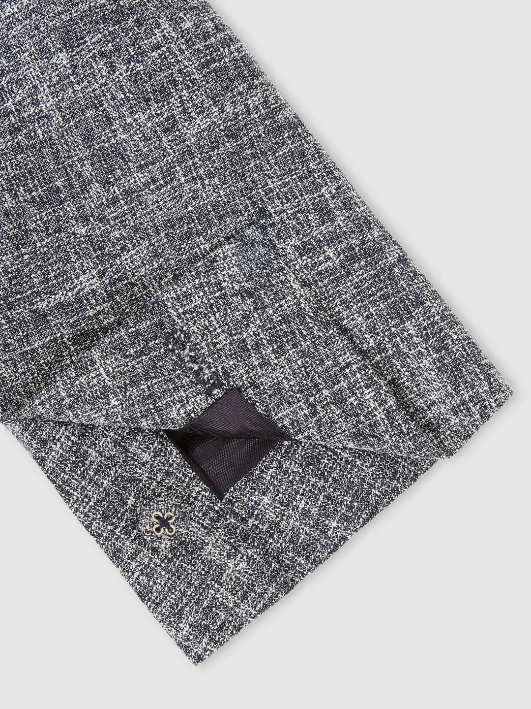 Single-Breasted Textured Mélange Blazer Slim-Fit in Navy Melange Men | Reiss