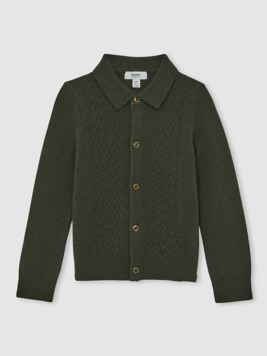 9-13 yrs Wool V-Stitch Button-Through Cardigan in Forest Green Children & Baby | Reiss