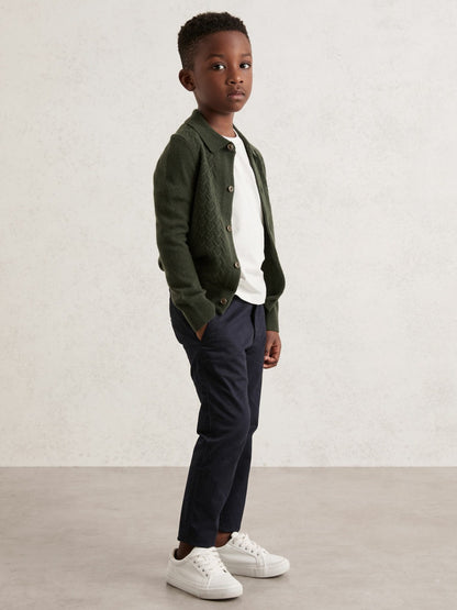 9-13 yrs Wool V-Stitch Button-Through Cardigan in Forest Green Children & Baby | Reiss